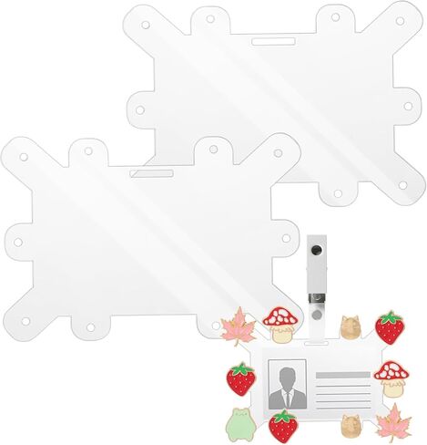2Pack Badge Buddy Pin Holder 8 Holes Pins Topper Display Acrylic Badge Topper Adapter Horizontal Badges Pin Holder for Nurse ID Student Employee Card Displaying Accessories in Saudi Arabia