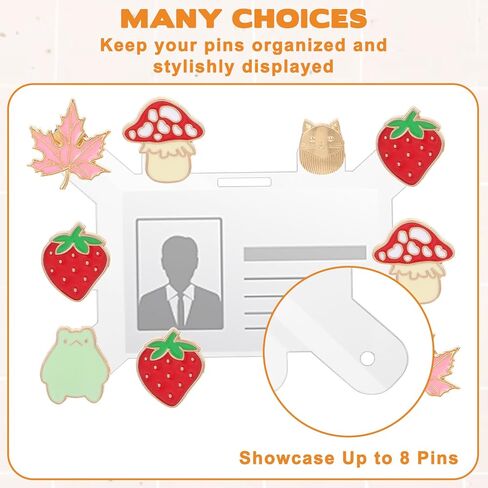 2Pack Badge Buddy Pin Holder 8 Holes Pins Topper Display Acrylic Badge Topper Adapter Horizontal Badges Pin Holder for Nurse ID Student Employee Card Displaying Accessories in Saudi Arabia