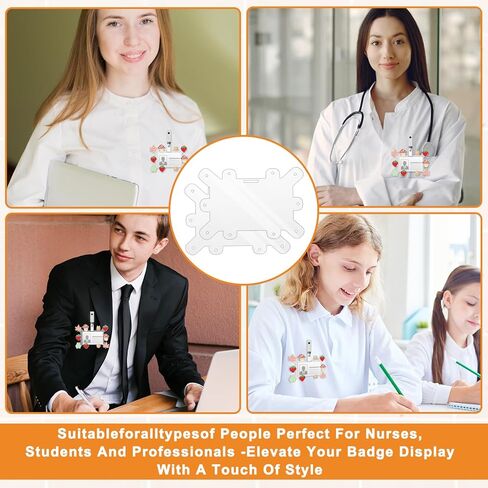 2Pack Badge Buddy Pin Holder 8 Holes Pins Topper Display Acrylic Badge Topper Adapter Horizontal Badges Pin Holder for Nurse ID Student Employee Card Displaying Accessories in Saudi Arabia