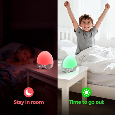 Ok to Wake Alarm Clock for Kids, Sleep Trainer with Night Light, Sound Machine,Dimmable Fabric Display, 21 Soothing Melodies, Wake-Up Timer, Child Lock, for Kids’ Bedroom in Kuwait