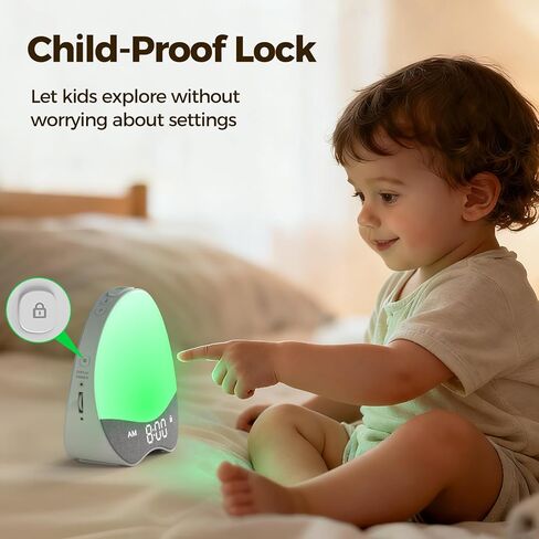 Ok to Wake Alarm Clock for Kids, Sleep Trainer with Night Light, Sound Machine,Dimmable Fabric Display, 21 Soothing Melodies, Wake-Up Timer, Child Lock, for Kids’ Bedroom in Kuwait