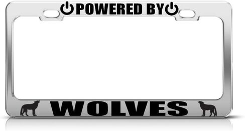 Speedy Pros Powered by Wolves Metal License Plate Frame Tag Holder Auto Accessory Chrome in Saudi Arabia