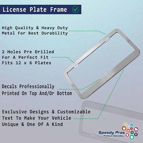 Speedy Pros Powered by Wolves Metal License Plate Frame Tag Holder Auto Accessory Chrome in Saudi Arabia