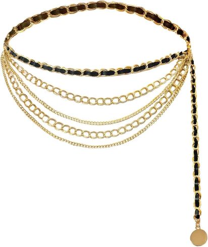 Women's Adjustable Metal Waist Chain Belt, Costume Accessories for Dresses, Parties in Saudi Arabia