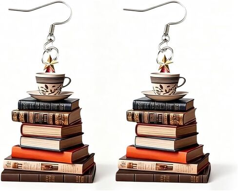 Book Earrings Teacher Earrings for Women Funny Earring Book Lover Gifts for Women Jewelry Minimalist Book-Themed Pendant Ornament, Alloy Metal Backpack Buckle & Key Holder 2D Flat in Saudi Arabia