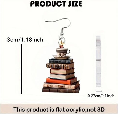 Book Earrings Teacher Earrings for Women Funny Earring Book Lover Gifts for Women Jewelry Minimalist Book-Themed Pendant Ornament, Alloy Metal Backpack Buckle & Key Holder 2D Flat in Saudi Arabia