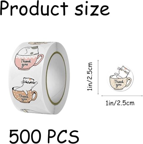 ملصقات شكرًا لك على شكل قطة لطيفة، 500 ملصق ذاتي اللصق ومقاوم للماء بتصميم جميل، ملصقات شكرًا لك للأعمال الصغيرة، ملصقات شكرًا قوية ومتينة in Kuwait