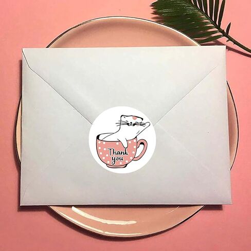 ملصقات شكرًا لك على شكل قطة لطيفة، 500 ملصق ذاتي اللصق ومقاوم للماء بتصميم جميل، ملصقات شكرًا لك للأعمال الصغيرة، ملصقات شكرًا قوية ومتينة in Kuwait