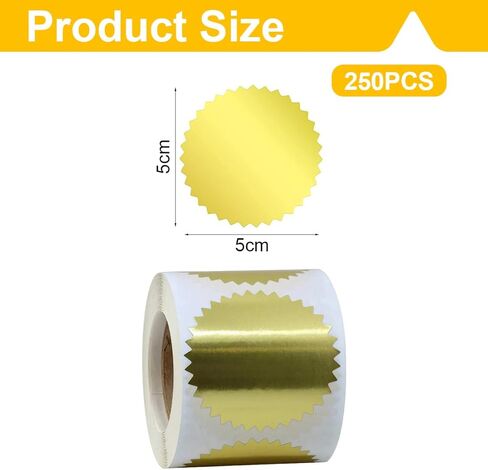 250Pcs Gold Foil Embossing Stickers, Self-Adhesive Seals for Certificates, Invitations in Saudi Arabia