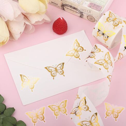 1000 Pcs Butterfly Stickers,1.6 Inch Gold Foil Self-Adhesive Labels for Gift Wrapping,Envelope Seals for Wedding,Baby Shower Party Favors and Invitation Cards in Saudi Arabia