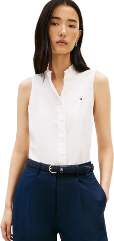 Tommy Hilfiger Women's Sleeveless Cotton Button Down Shirt with Collar Detail in Saudi Arabia