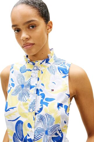 Tommy Hilfiger Women's Sleeveless Cotton Button Down Shirt with Collar Detail in Saudi Arabia
