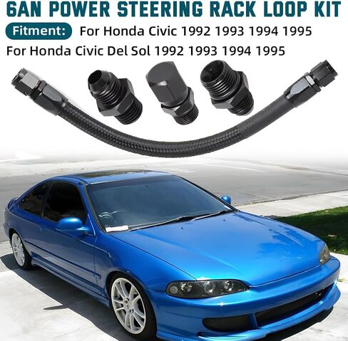 AUTOVIC Power Steering Rack Loop Kit 6AN Loop Hose for Honda Civic 1992-1995 Civic Del Sol EG Rack Ports in Saudi Arabia