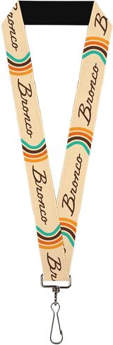 Buckle-Down Ford Lanyard, Ford Bronco Script Beige Brown Blue Orange, Elastic in Saudi Arabia