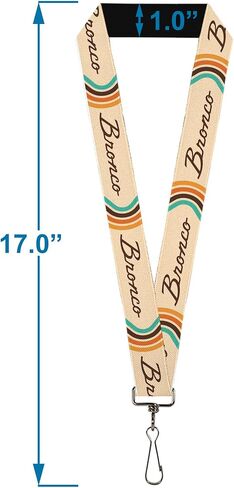 Buckle-Down Ford Lanyard, Ford Bronco Script Beige Brown Blue Orange, Elastic in Saudi Arabia