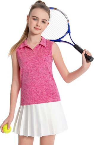 Star Vibe 3 Pack Youth Girls Sleeveless Polo Shirts V-Neck Lightweight Athletic T-Shirt Quick Dry Golf Tennis Tank Tops in Saudi Arabia