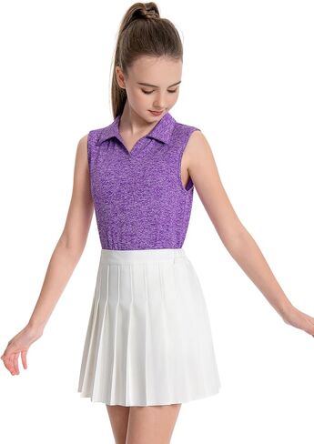Star Vibe 3 Pack Youth Girls Sleeveless Polo Shirts V-Neck Lightweight Athletic T-Shirt Quick Dry Golf Tennis Tank Tops in Saudi Arabia