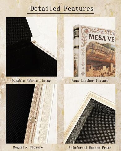 Decorative Wooden Book Box - Vintage Faux Book Boxes with National Park Design, Secret Storage with Magnetic Closure, Leather Cover, Perfect for Home Office Bookshelf (1 x Mesa Verde) in Saudi Arabia