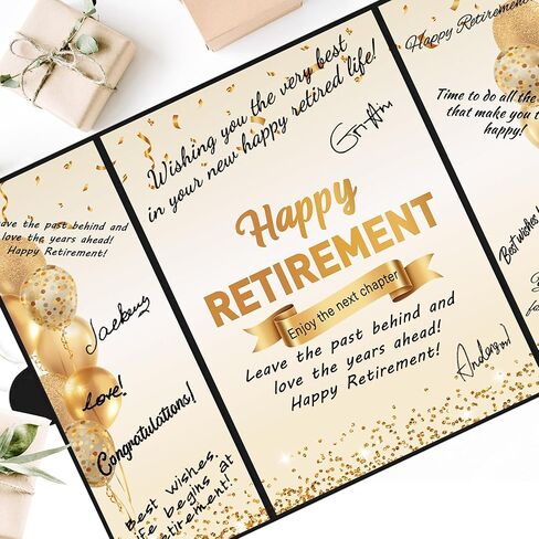 darunaxy الذهب الأسود ديكورات التقاعد سعيد، الإبحار إلى التقاعد البديل التوقيع كتاب الضيوف للرجال النساء المتقاعدين رسميا الهدايا توقيع بطاقة المجلس للوازم حزب وداع المتقاعدين in Kuwait