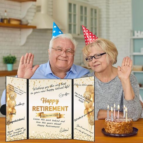 darunaxy الذهب الأسود ديكورات التقاعد سعيد، الإبحار إلى التقاعد البديل التوقيع كتاب الضيوف للرجال النساء المتقاعدين رسميا الهدايا توقيع بطاقة المجلس للوازم حزب وداع المتقاعدين in Kuwait