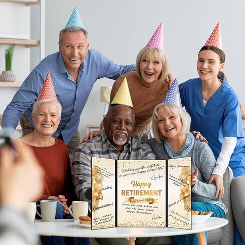 darunaxy الذهب الأسود ديكورات التقاعد سعيد، الإبحار إلى التقاعد البديل التوقيع كتاب الضيوف للرجال النساء المتقاعدين رسميا الهدايا توقيع بطاقة المجلس للوازم حزب وداع المتقاعدين in Kuwait