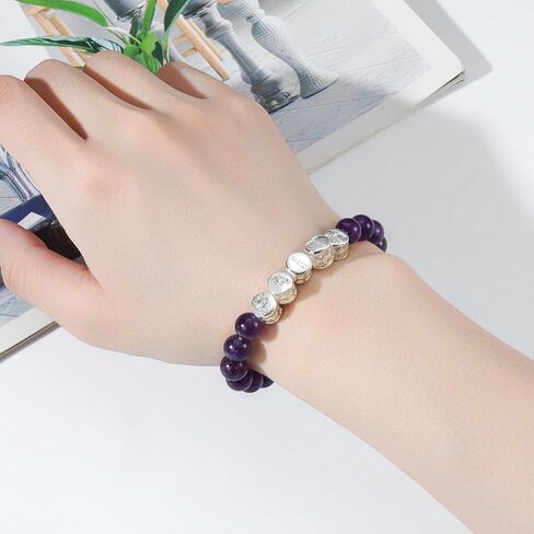 Faith Beaded Bracelets for Women Men Natural Stone Round Beads Semi-Precious Stretch Bracelet Jewelry in Saudi Arabia
