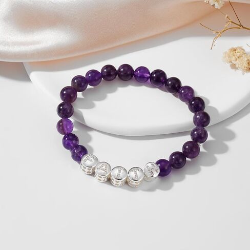 Faith Beaded Bracelets for Women Men Natural Stone Round Beads Semi-Precious Stretch Bracelet Jewelry in Saudi Arabia