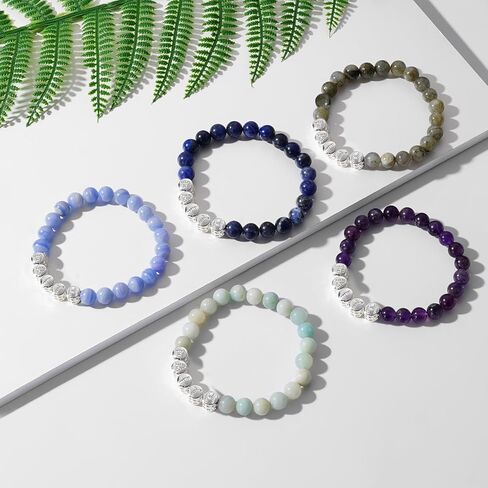Faith Beaded Bracelets for Women Men Natural Stone Round Beads Semi-Precious Stretch Bracelet Jewelry in Saudi Arabia