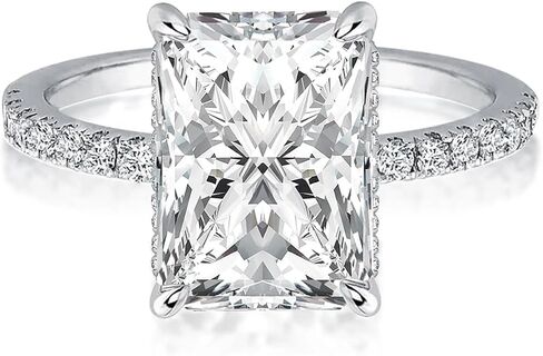 3.5 Cart White Gold S925 Radiant Cut Engagement Ring, Sterling Silver Promise Ring with Cubic Zirconia, Women’s Travel Engagement Ring, Purity Ring for Women, Unique Engagement Rings for Women, Cubic Zirconia Diamond Engagement Rings for Women in Saudi Arabia