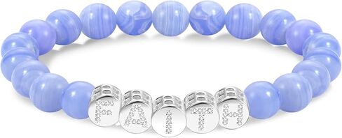 Faith Beaded Bracelets for Women Men Natural Stone Round Beads Semi-Precious Stretch Bracelet Jewelry in Saudi Arabia