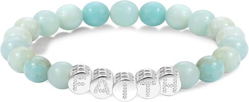 Faith Beaded Bracelets for Women Men Natural Stone Round Beads Semi-Precious Stretch Bracelet Jewelry in Saudi Arabia