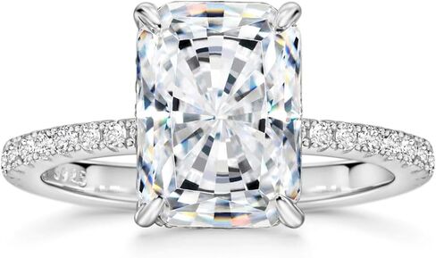 Michooyel 4.0ct مشع قص المرأة خاتم الخطوبة مقلد خاتم الزواج خاتم الوعد 925 فضة الزفاف الفرقة in Saudi Arabia