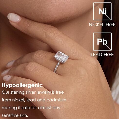 Michooyel 4.0ct مشع قص المرأة خاتم الخطوبة مقلد خاتم الزواج خاتم الوعد 925 فضة الزفاف الفرقة in Saudi Arabia