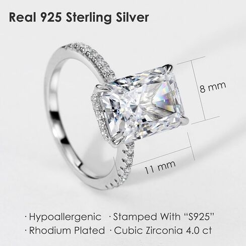 Michooyel 4.0ct مشع قص المرأة خاتم الخطوبة مقلد خاتم الزواج خاتم الوعد 925 فضة الزفاف الفرقة in Saudi Arabia