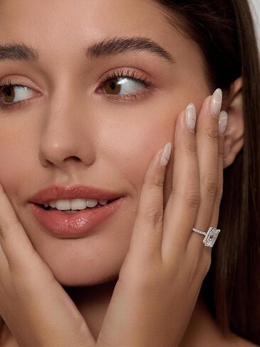Michooyel 4.0ct مشع قص المرأة خاتم الخطوبة مقلد خاتم الزواج خاتم الوعد 925 فضة الزفاف الفرقة in Saudi Arabia