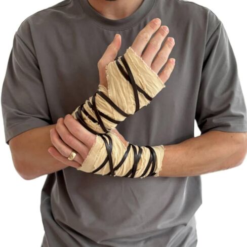 القرون الوسطى معركة يلتف الدانتيل متابعة اليد والذراع يلتف قفازات رن Faire تأثيري LARP ازياء قابل للتعديل القطن المحارب دعامات in Kuwait