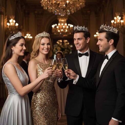 4 Pcs Prom King and Queen Crown Set, King and Queen Crowns for Men and Women, Graduation Homecoming Crown Costume for Party Favors Wedding Birthday Halloween in Saudi Arabia