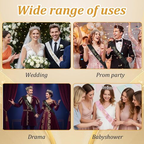 4 Pcs Prom King and Queen Crown Set, King and Queen Crowns for Men and Women, Graduation Homecoming Crown Costume for Party Favors Wedding Birthday Halloween in Saudi Arabia