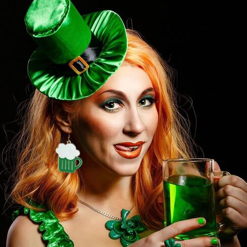 6 Pairs St. Patrick's Day Earrings Cute Funny Alloy Irish Shamrock Dangle Earrings, Good Luck Green Clover Drop Earrings for Women Girls Irish Festival Gift Accessories in Saudi Arabia