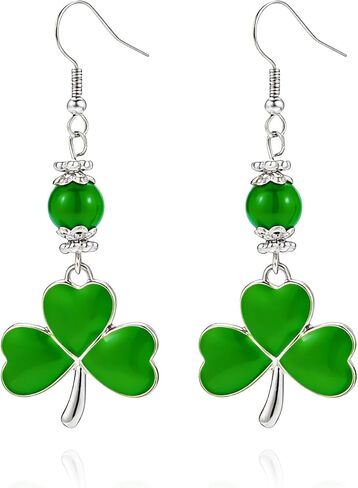 أقراط عيد القديس باتريك للنساء أقراط متدلية للعطلات الأيرلندية شامروك إكسسوارات البرسيم الأخضر مجوهرات أقراط حلقية للحظ السعيد in Kuwait