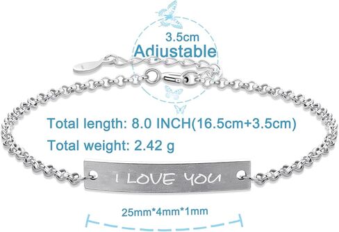 I Love You Bracelet for Women, 925 Sterling Silver Inspirational Love Jewelry, Meaningful Gift for Her in Saudi Arabia