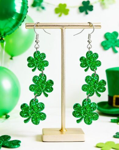 St Patrick's Day Shamrock Accessories for Women St Patricks Day Earrings Necklaces Luminous Bracelets Set Shamrock Saint Patricks Parade Throw Party Favors Irish Decorations Jewelry Gifts in Kuwait