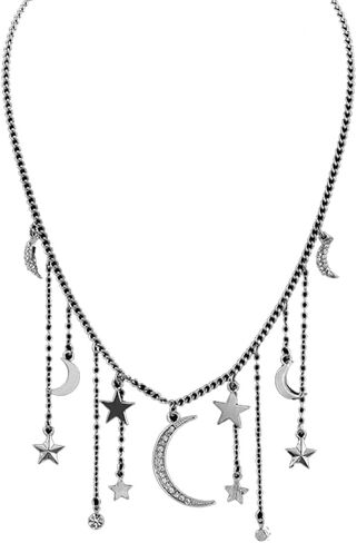 Star Moon Dangle Charm Fringe Tassel Layered Chain Choker Necklace Two Colors For Women Statement Boho Y2K Gold Color Silver Color Adjustable in Saudi Arabia