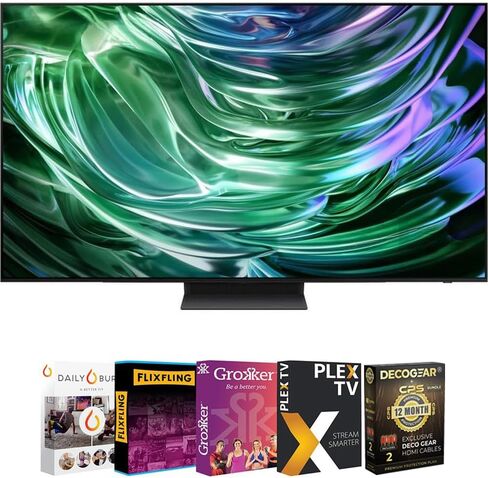 SAMSUNG QN65S90DAFXZA 65 Inch OLED 4K Smart TV 2024 Bundle with Tech Smart USA Premiere Movies Streaming 2020 Digital Download Card for PC and 1 YR CPS Enhanced Protection Pack in Saudi Arabia