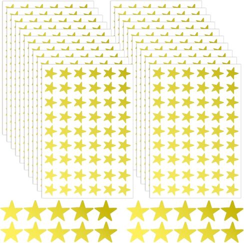1080PCS Gold Star Stickers, 20 Sheets Reward Stickers for Kids 1.3cm/0.5 Inch Small Stars Sticker Mini Incentive Stars Sticker for Kid School Reward Crafts Decoration in Saudi Arabia