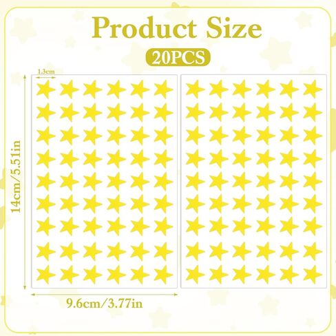 1080PCS Gold Star Stickers, 20 Sheets Reward Stickers for Kids 1.3cm/0.5 Inch Small Stars Sticker Mini Incentive Stars Sticker for Kid School Reward Crafts Decoration in Saudi Arabia