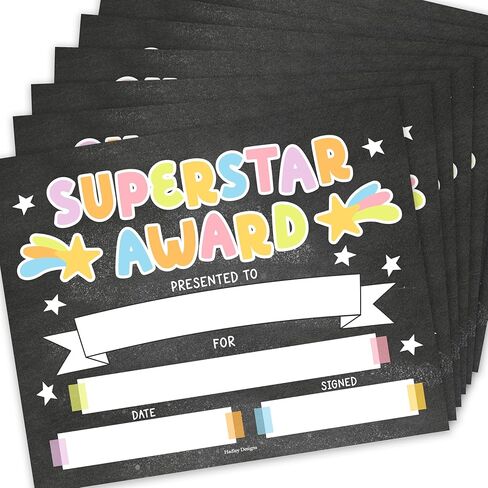 Classroom Award Certificates for Students -25 Certificate of Achievement Awards, Superstar Certificate Paper, Preschool Graduation Certificates for Kids, Kindergarten Star Student Award Honor Roll in Saudi Arabia