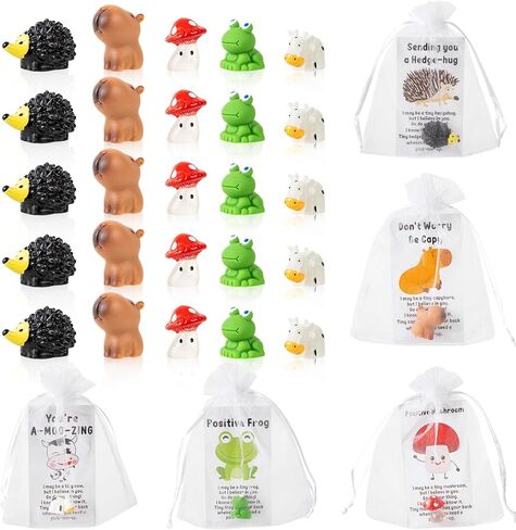 25 Sets Graduation Gifts Bulk, Appreciation Gifts for Graduation Volunteer Teacher Student, Funny Resin Animal with Pun Note Cards Inspirational Gift Sets for Team Employee Staff Coworker in Saudi Arabia