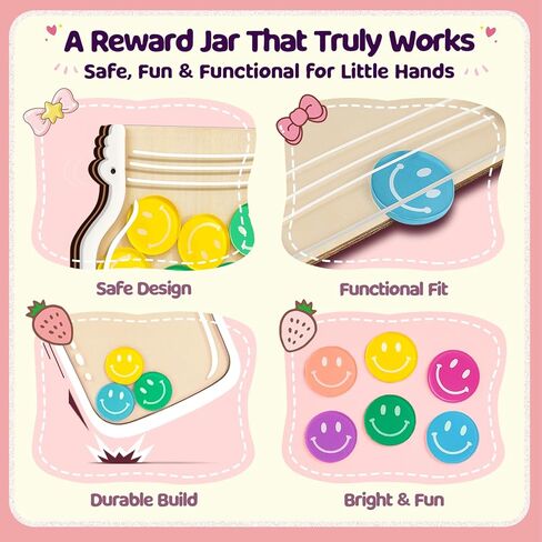 وعاء مكافآت الفصل الدراسي المغناطيسي، وعاء مكافآت كبير مقاس 27.94 سم مع 30 رمزًا مبتسمًا، نظام مكافآت التعزيز الإيجابي للمعلمين والأطفال in Kuwait