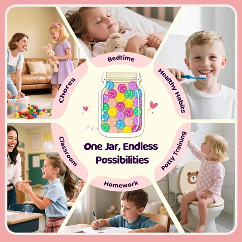 وعاء مكافآت الفصل الدراسي المغناطيسي، وعاء مكافآت كبير مقاس 27.94 سم مع 30 رمزًا مبتسمًا، نظام مكافآت التعزيز الإيجابي للمعلمين والأطفال in Kuwait